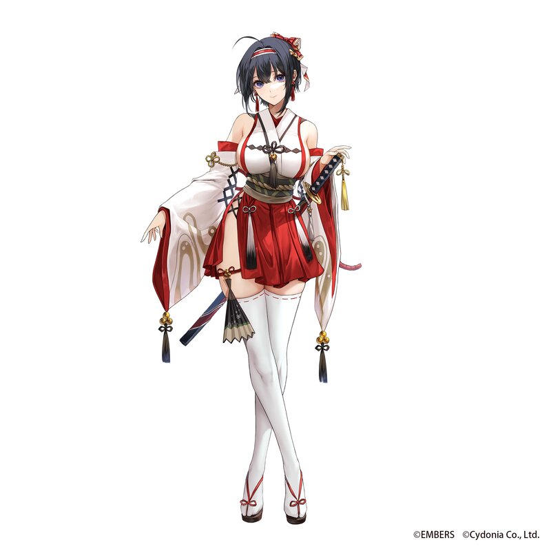 Anime Girl in Traditional Outfit — Red, Calm