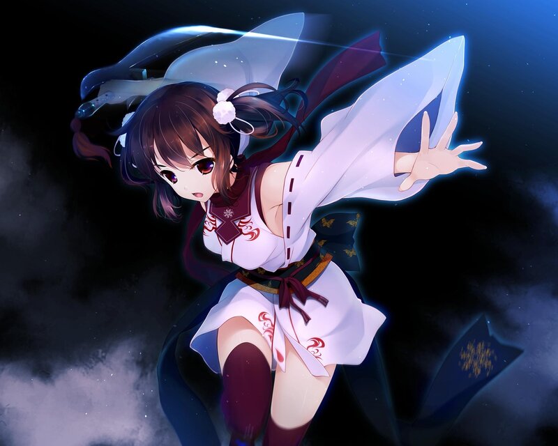 Anime Girl in Traditional Outfit — White, Dramatic