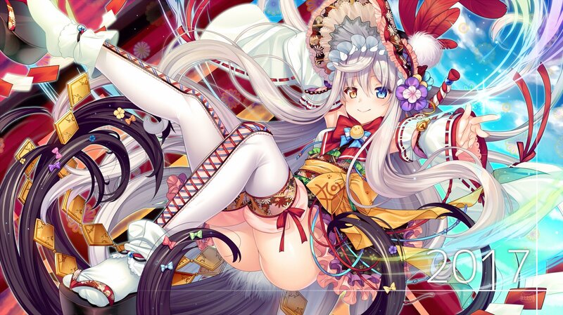 Anime Girl in Traditional Outfit — White, Festive