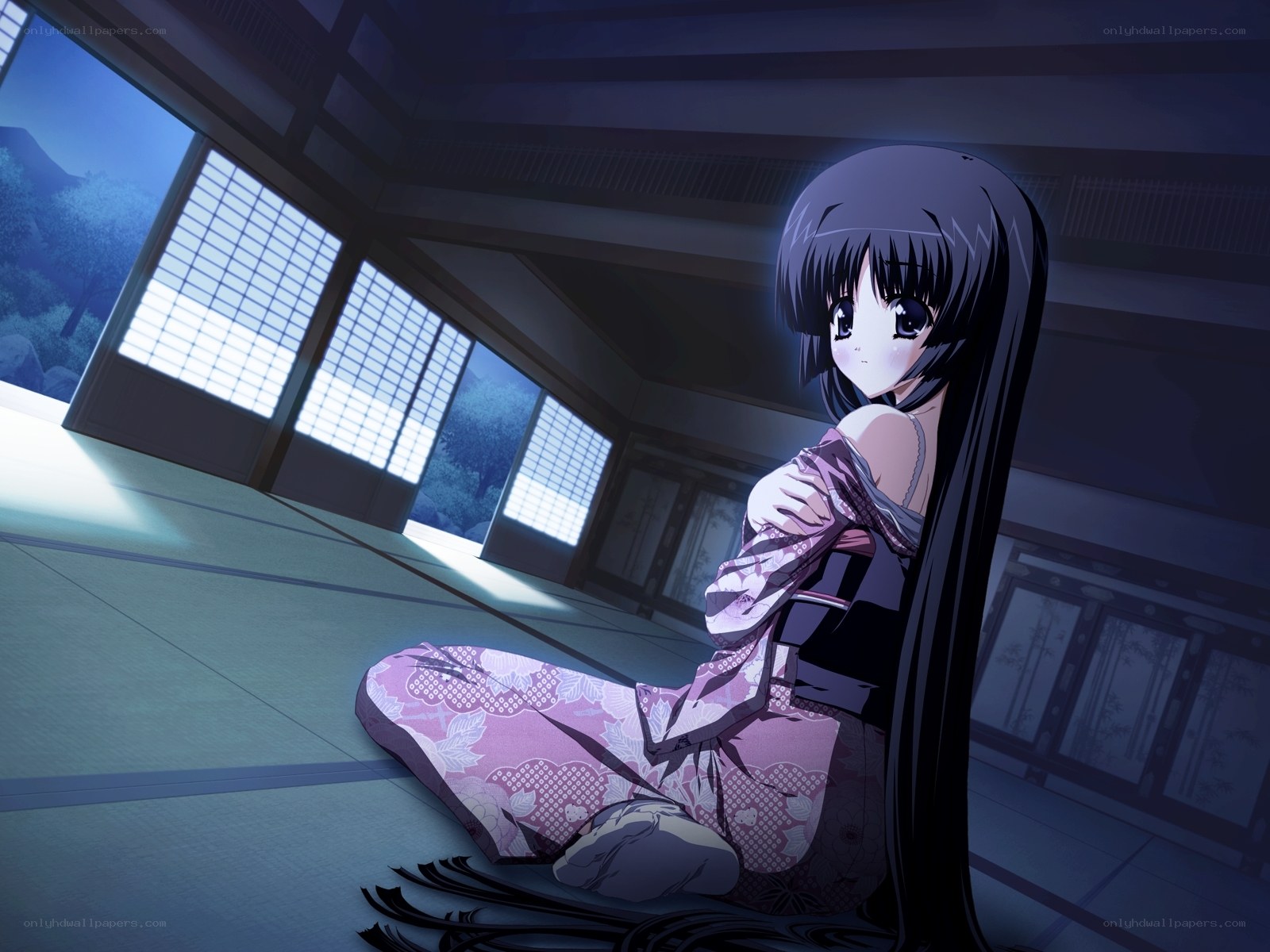 anime girl in traditional room