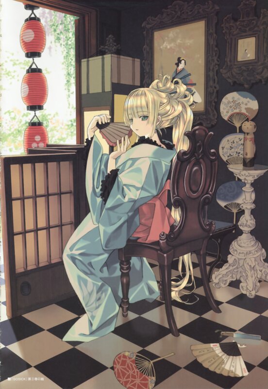 Anime girl in traditional room