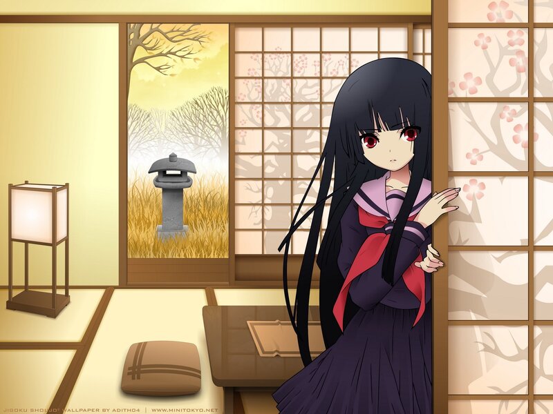 Anime Girl in Traditional Room — Purple