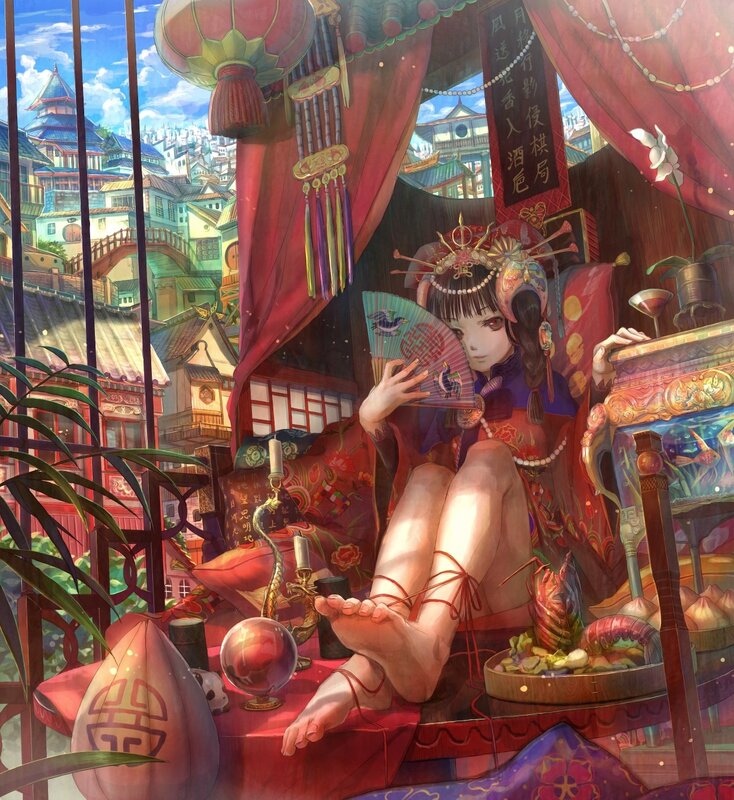 Anime girl in traditional setting