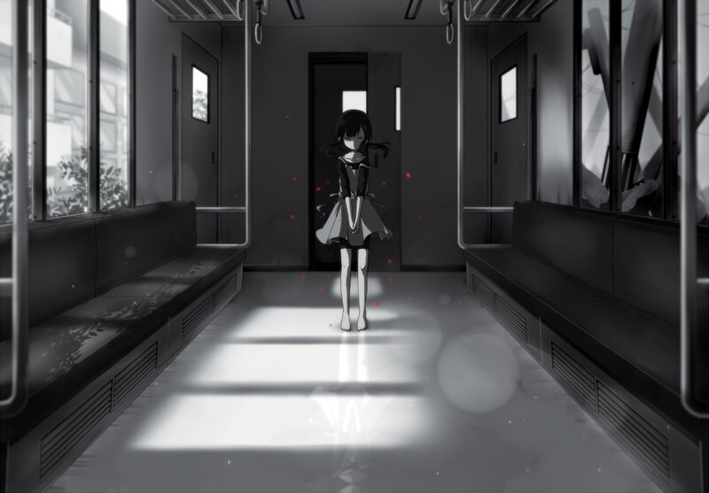 Anime Girl in Train — Black