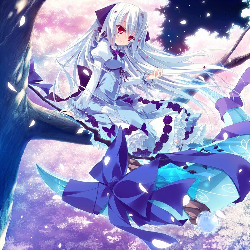 Anime Girl in Tree — White