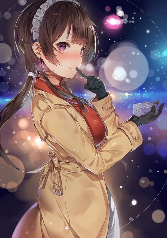 Anime Girl in Trench Coat — Brown