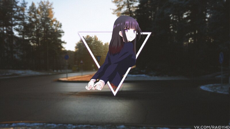Anime Girl in Triangle — Purple, Dramatic, Winter