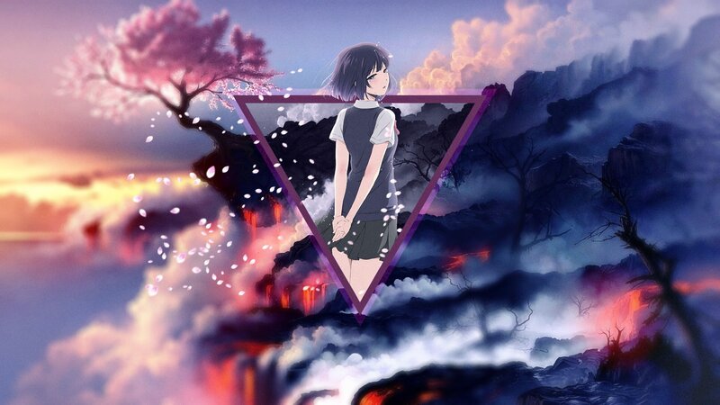 Anime Girl in Triangle — Purple