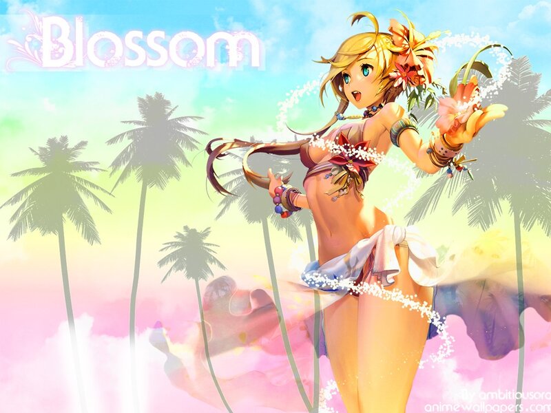 Anime girl in tropical setting