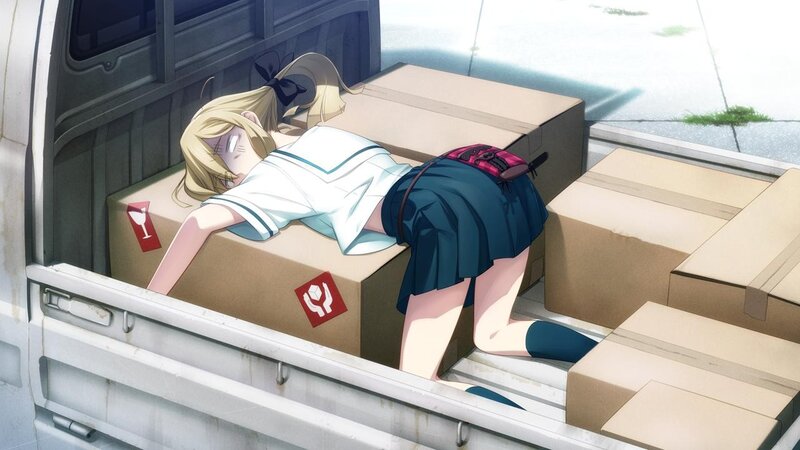 Anime girl in truck bed