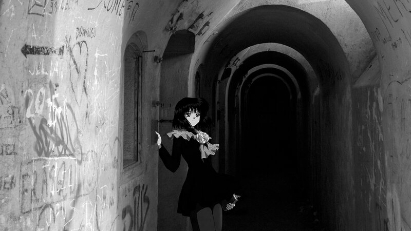 Anime Girl in Tunnel — Black, Dramatic