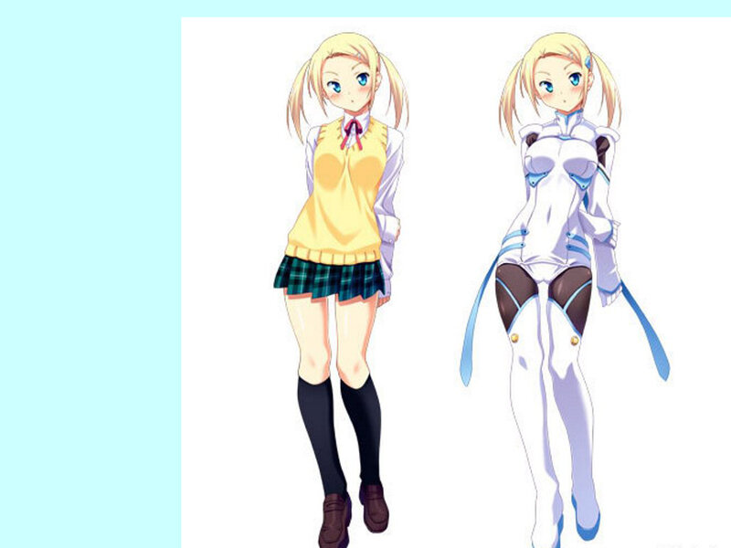 Anime Girl in Two Outfits — White
