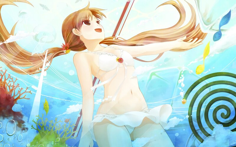 Anime girl in underwater scene