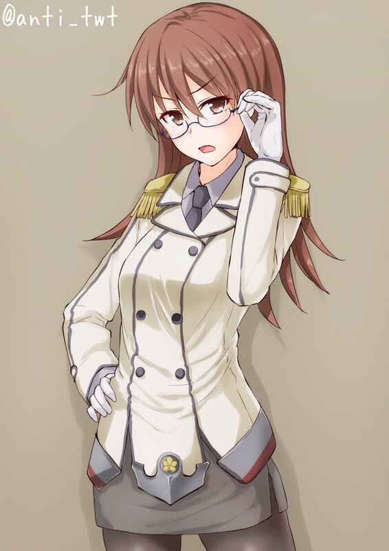 Anime Girl in Uniform — Beige, Neutral
