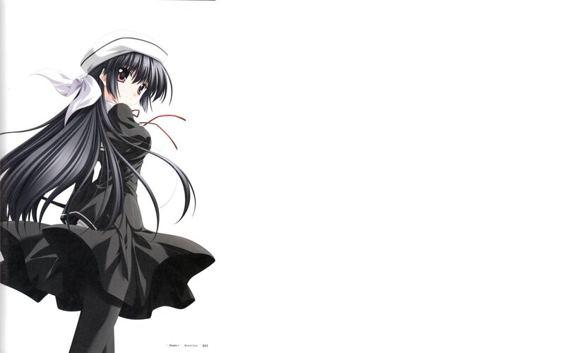 Anime Girl in Uniform — Black, Calm, Long Black Hair