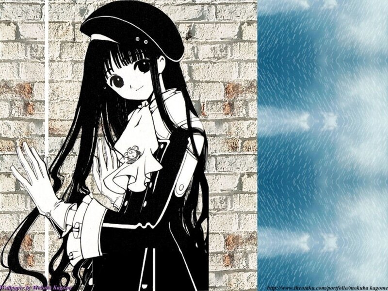 Anime Girl in Uniform — Black, Calm, Manga, Brick Wall