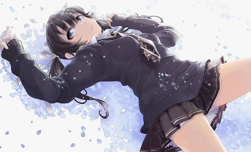 Anime Girl in Uniform — Black, Calm