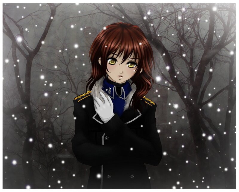 Anime Girl in Uniform — Black, Cold