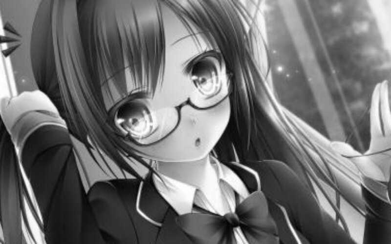 Anime Girl in Uniform — Black, Dramatic, Manga, Glasses