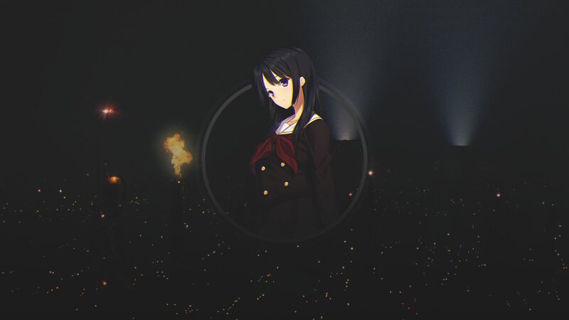 Anime Girl in Uniform — Black, Dramatic, Night