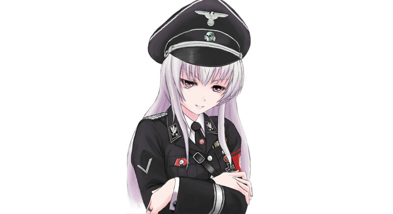 Anime Girl in Uniform — Black, Neutral