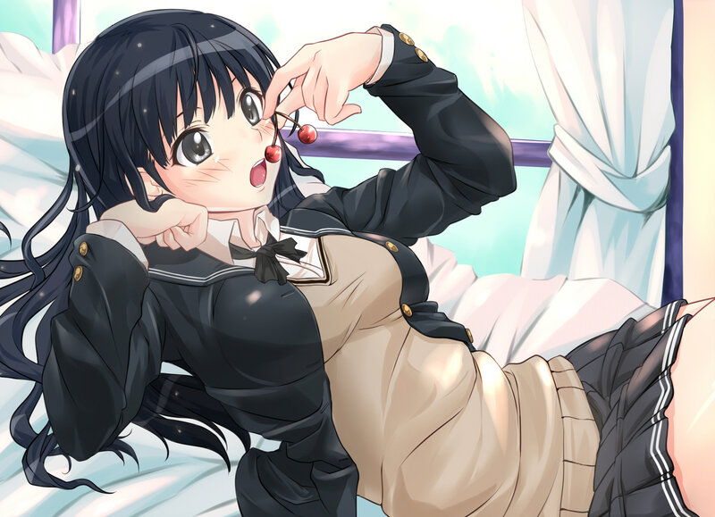 Anime Girl in Uniform — Black, Playful
