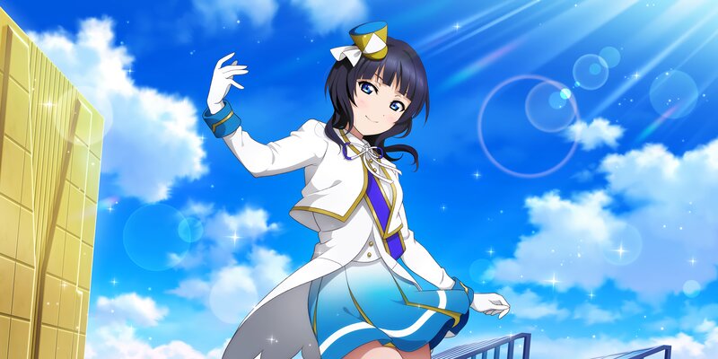Anime Girl in Uniform — Blue, Bright, Cheerful, Afternoon, Sky
