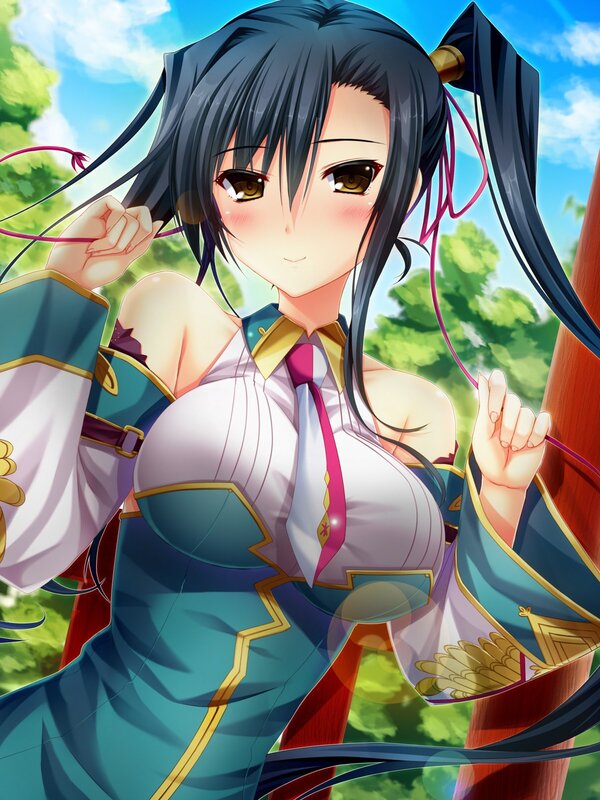 Anime Girl in Uniform — Blue, Calm, Afternoon, Digital Art