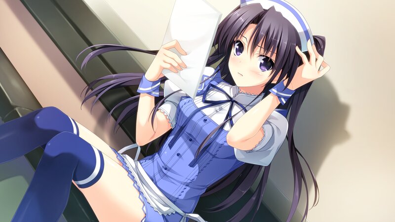 Anime Girl in Uniform — Blue, Calm, Book