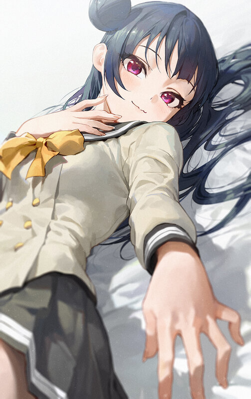 Anime Girl in Uniform — Blue, Calm, Digital Art, School Uniform