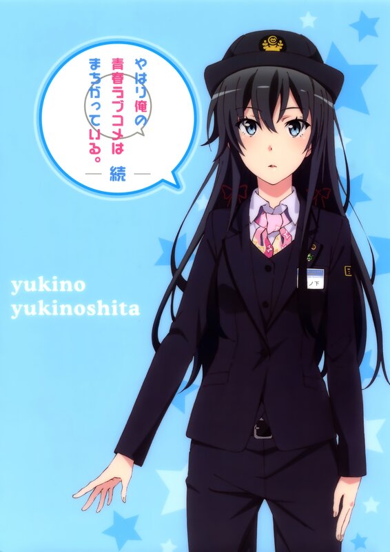 Anime Girl in Uniform — Blue, Calm, Hat, Speech Bubble