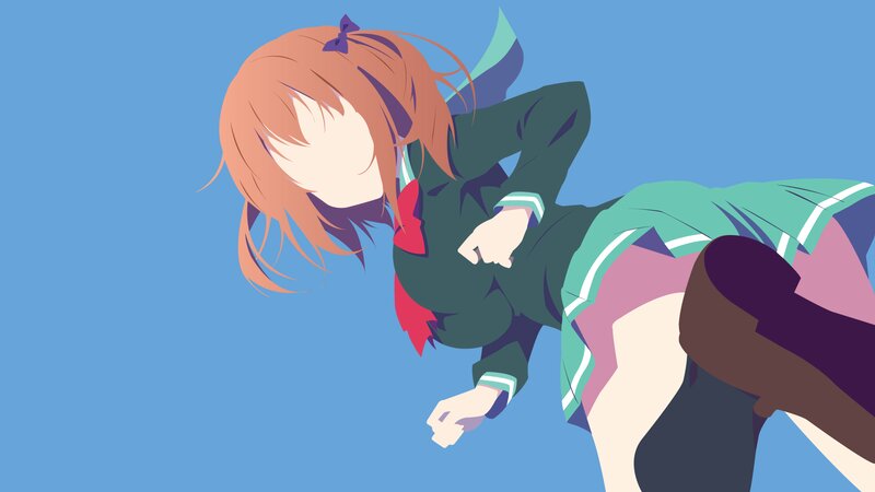 Anime Girl in Uniform — Blue, Calm, School Uniform, Hair Bow