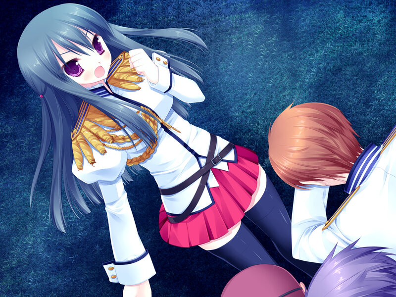 Anime Girl in Uniform — Blue, Dramatic, Night, School Uniform