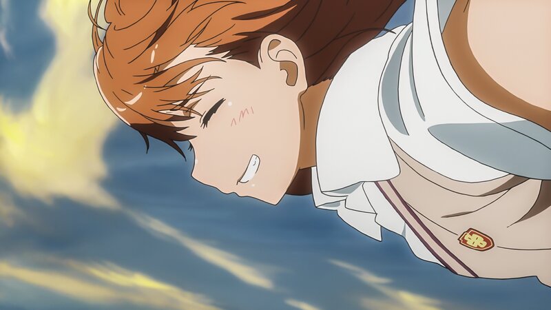 Anime Girl in Uniform — Blue, Dramatic, Sunset