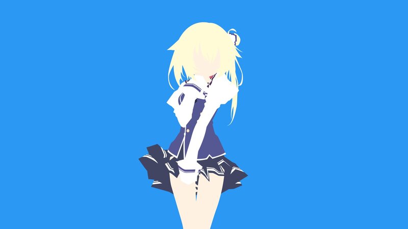 Anime Girl in Uniform — Blue, Neutral, Blonde Hair