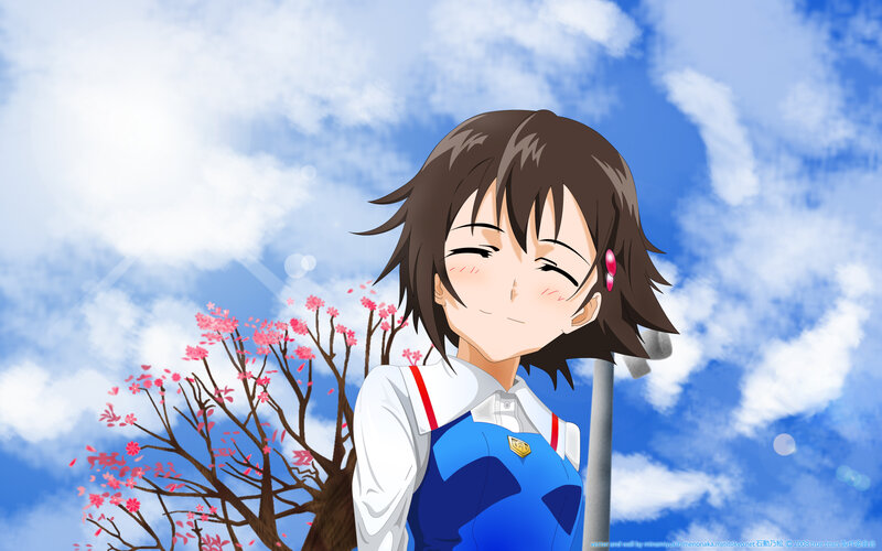 Anime Girl in Uniform — Blue, Serene, Spring
