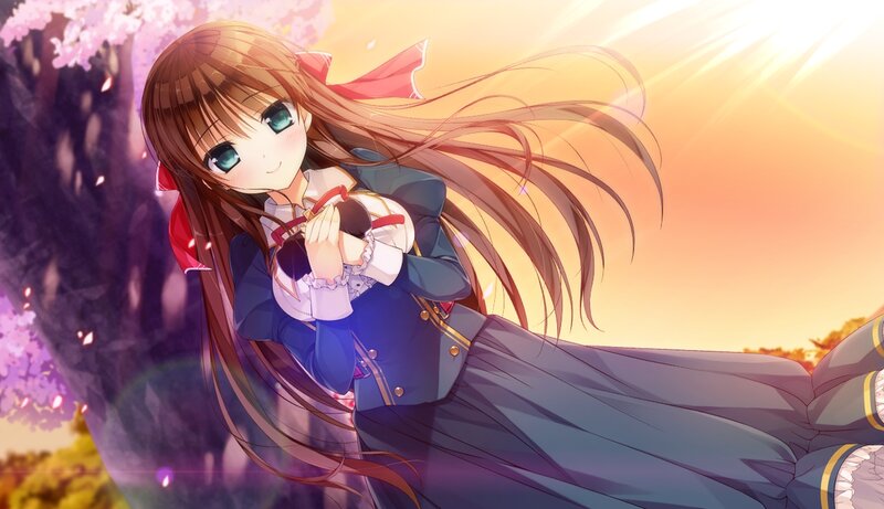 Anime Girl in Uniform — Blue, Serene, Sunset
