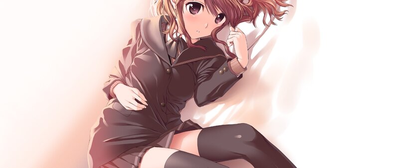 Anime Girl in Uniform — Brown, Calm, Coat, Skirt