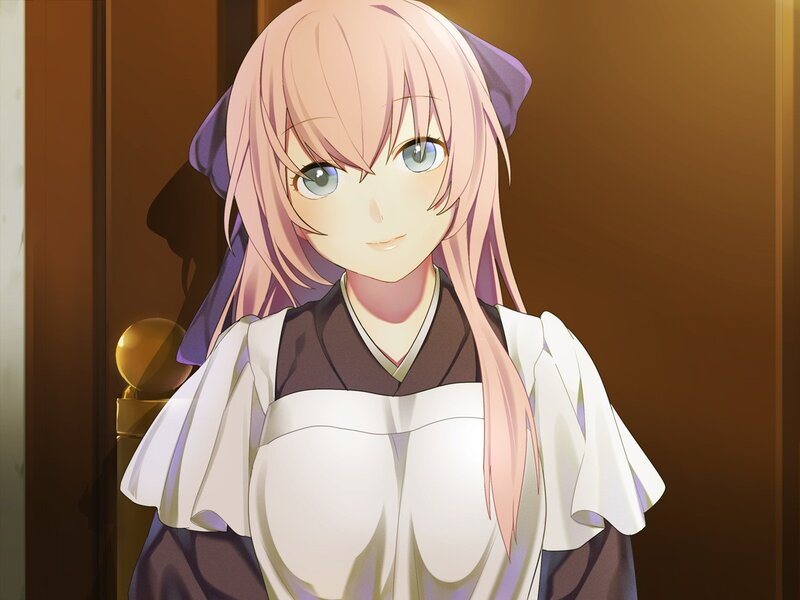Anime Girl in Uniform — Brown, Calm, Door