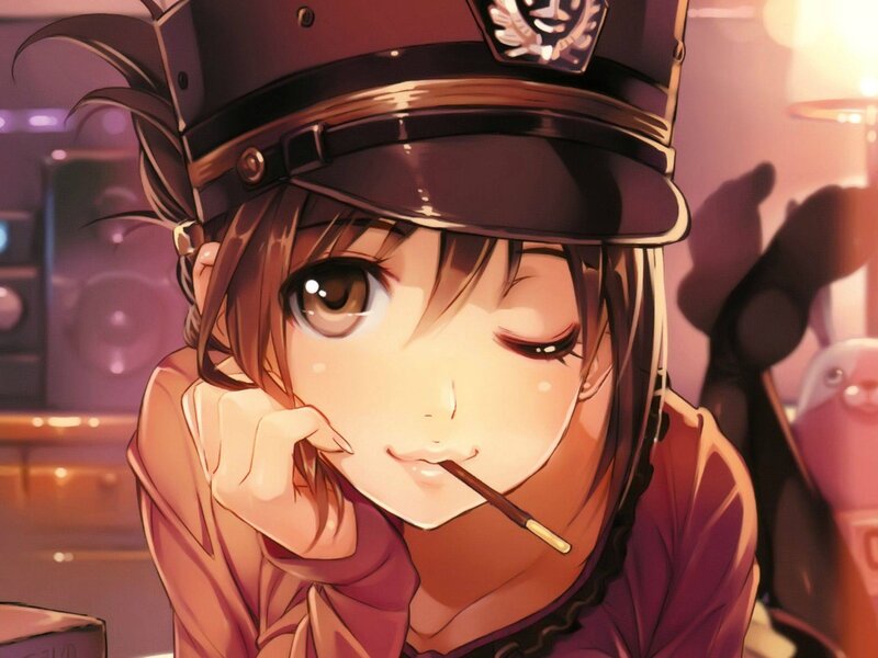 Anime Girl in Uniform — Brown, Calm, Night