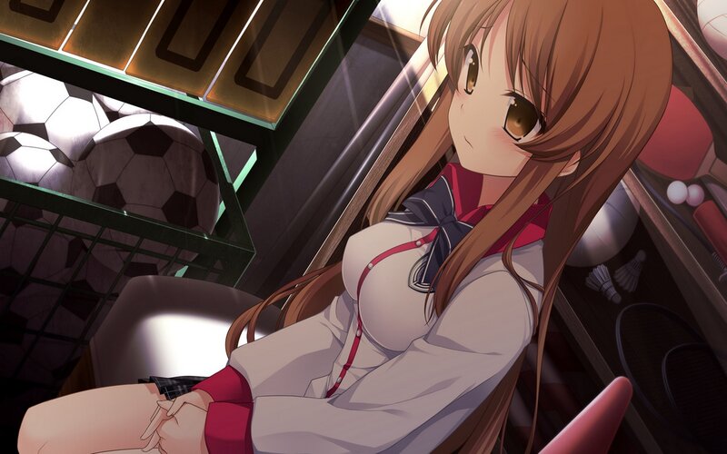 Anime Girl in Uniform — Brown, Calm, Soccer Balls