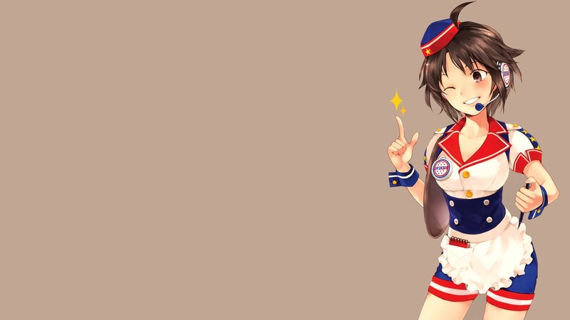 Anime Girl in Uniform — Brown, Cheerful