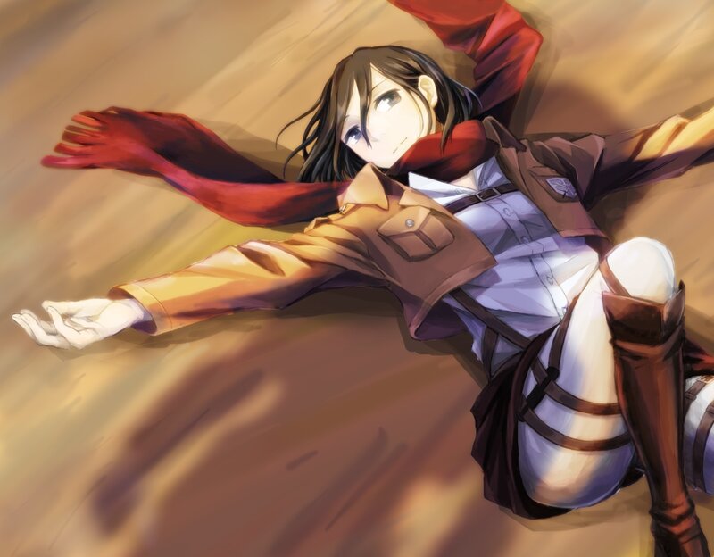 Anime Girl in Uniform — Brown, Dramatic, Digital Art, Scarf