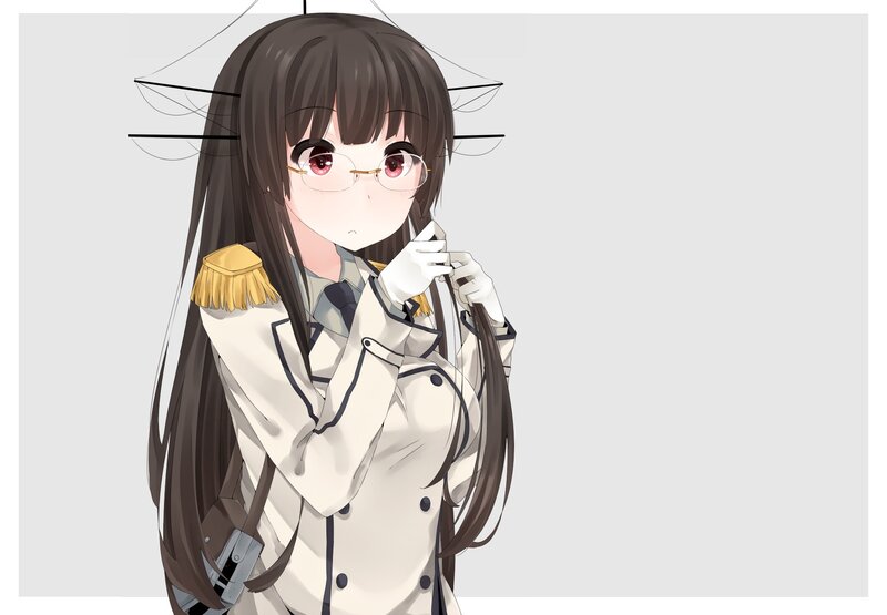 Anime Girl in Uniform — Brown, Neutral, Glasses