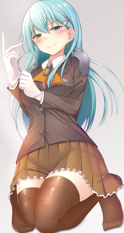 Anime Girl in Uniform — Brown, Playful