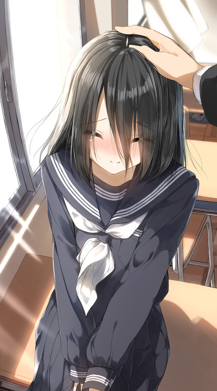 Anime Girl in Uniform — Gray, Calm, Afternoon, School Uniform