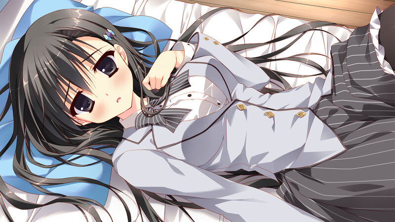 Anime Girl in Uniform — Gray, Calm, Bed