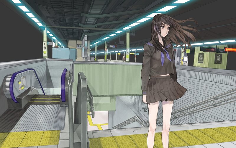 Anime Girl in Uniform — Gray, Calm