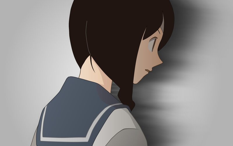 Anime Girl in Uniform — Gray, Dramatic, School Uniform