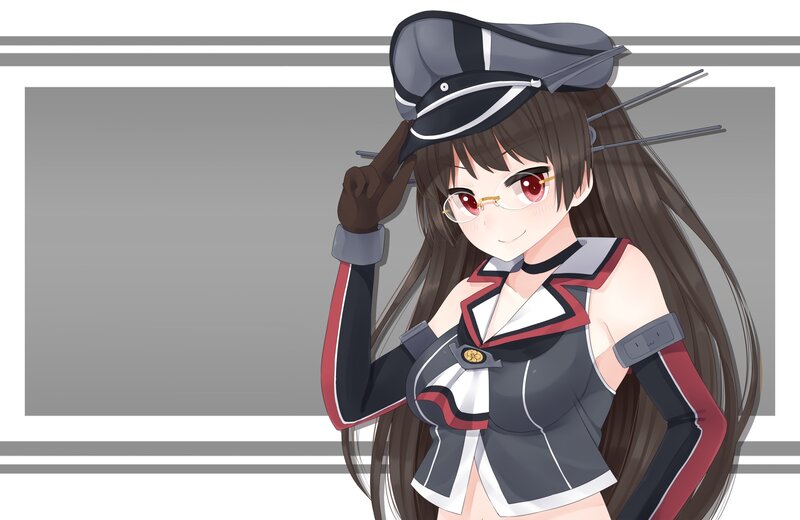 Anime Girl in Uniform — Gray, Neutral, Glasses